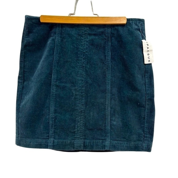 NWT PacSun Corduroy Mini Skirt Size 27 Teal Boho Festival Classic Minimal Chic - Picture 2 of 12